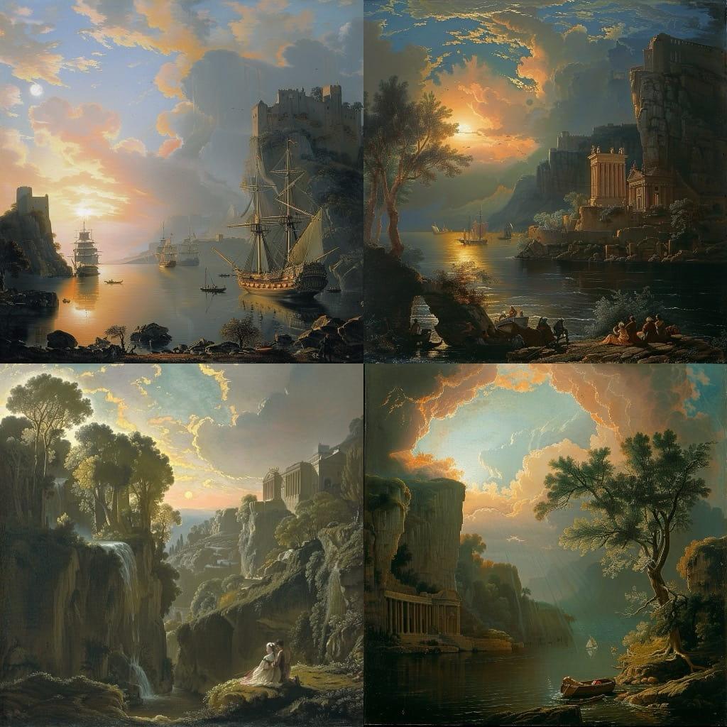 Claude-Joseph Vernet style, Midjourney V6, render 1 of 4