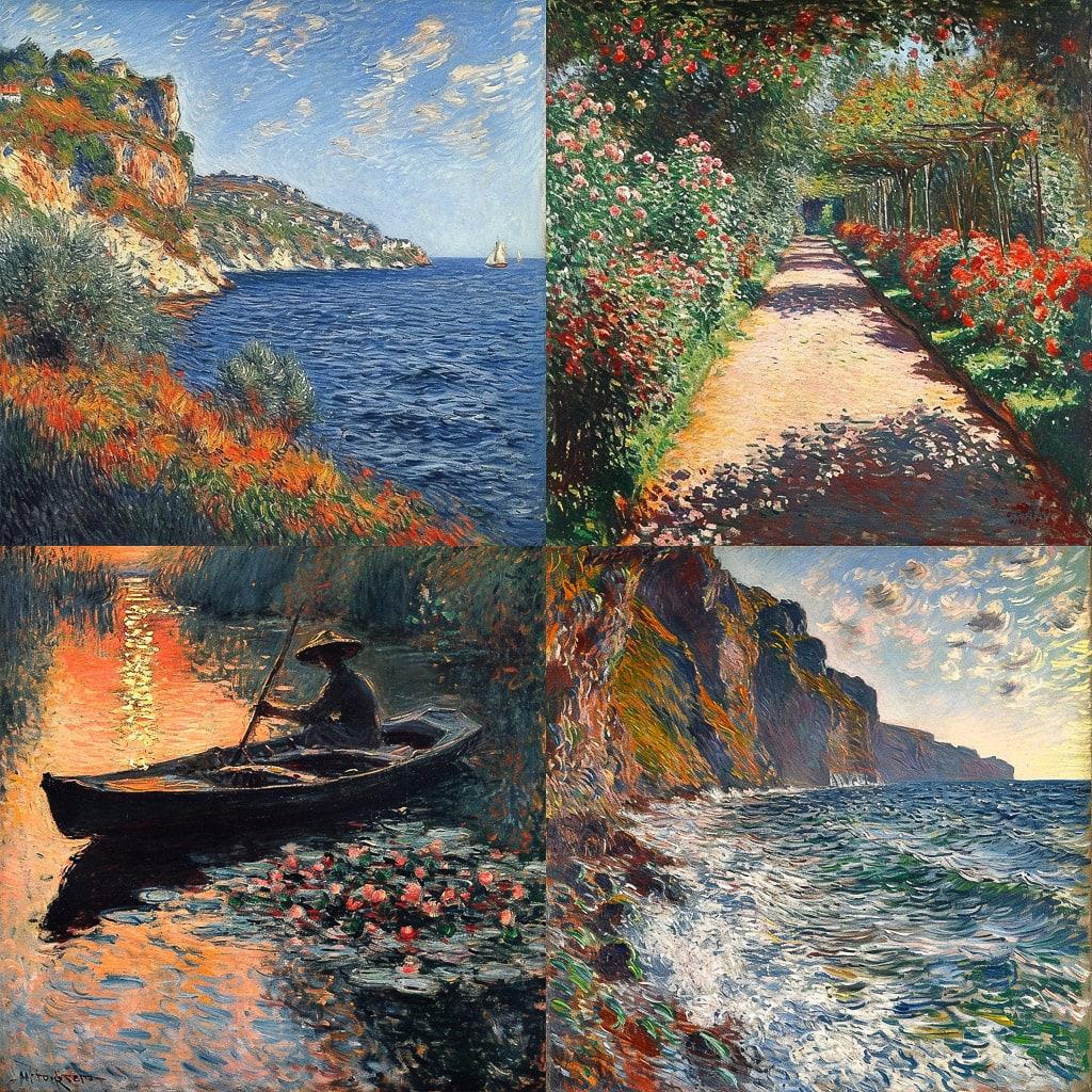 Claude Monet style, Midjourney V6, render 1 of 4