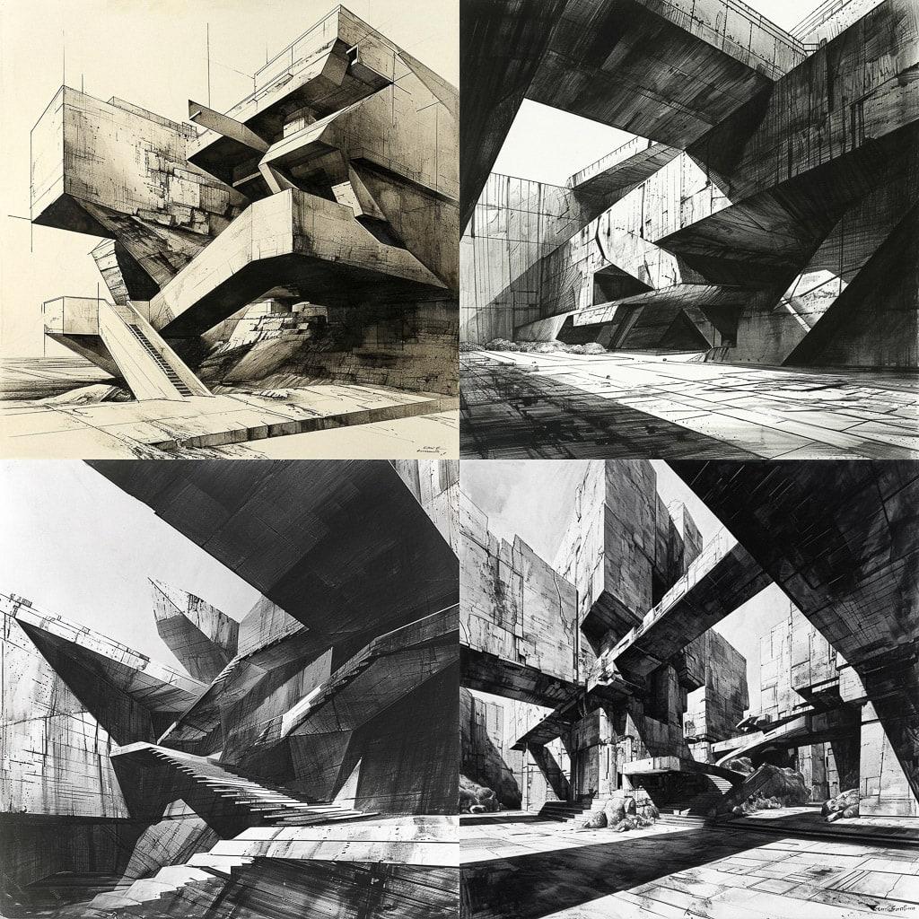 Claude Parent style, Midjourney V6, render 1 of 4
