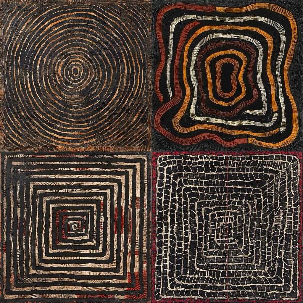 Clifford Possum Tjapaltjarri style, Midjourney V6, render 1 of 4