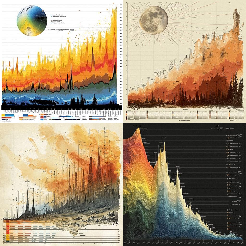 Climate history graph style, Midjourney V6, render 1 of 4