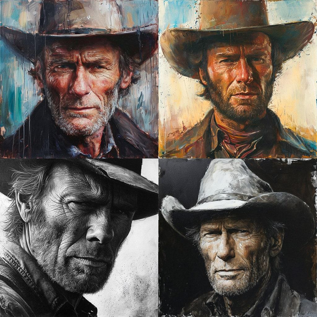 Clint Eastwood style, Midjourney V6, render 1 of 4