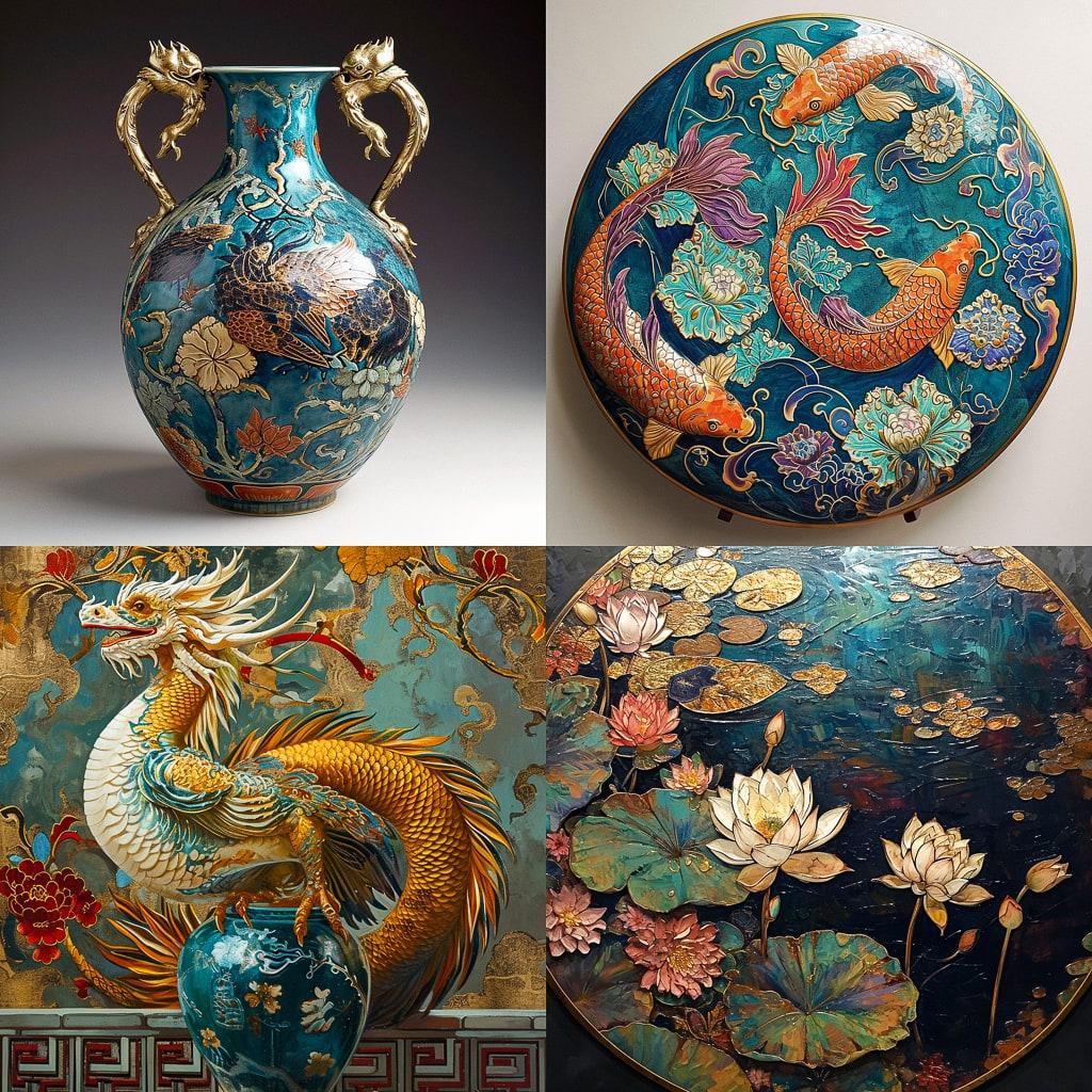 Cloisonnism style, Midjourney V6, render 1 of 4