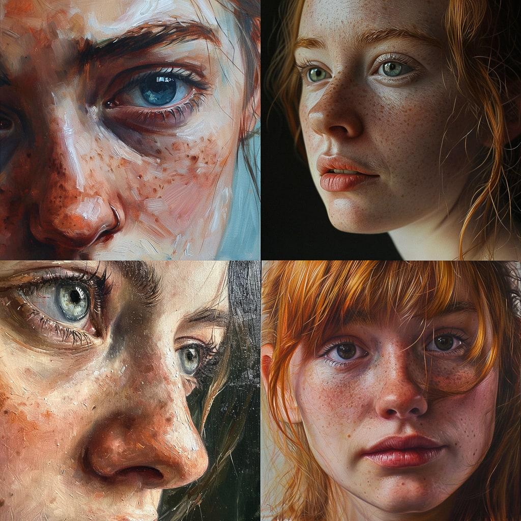 Close-up portrait style, Midjourney V6, render 1 of 4