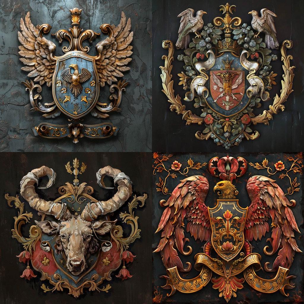 Coat of Arms style, Midjourney V6, render 1 of 4