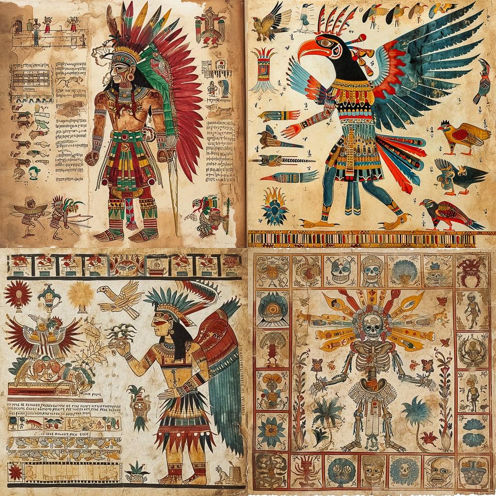 Codex Mendoza style, Midjourney V6, render 1 of 4