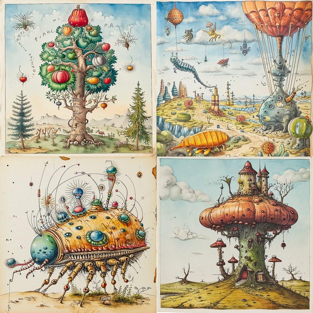 Codex Seraphinianus style, Midjourney V6, render 1 of 4
