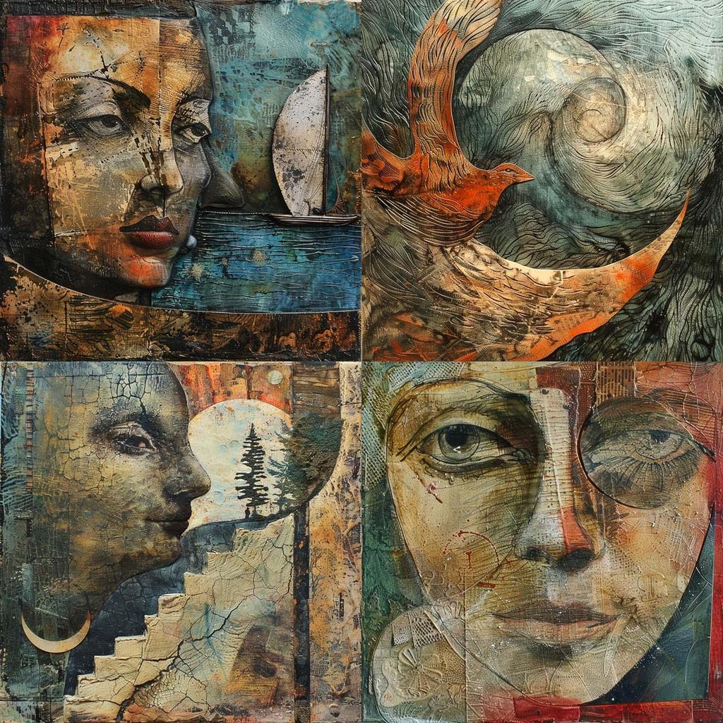 Collagraph style, Midjourney V6, render 1 of 4