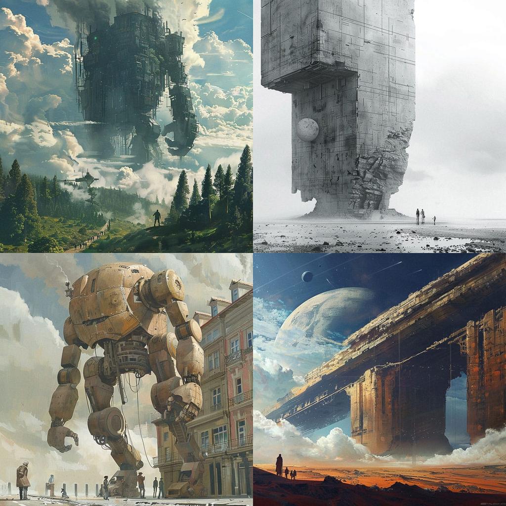 Colossal scale style, Midjourney V6, render 1 of 4