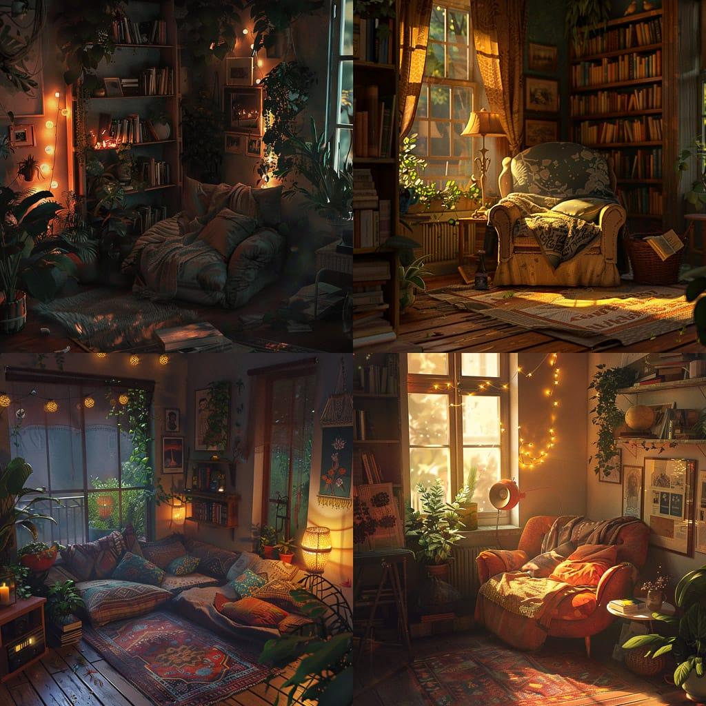 Comfy atmosphere style, Midjourney V6, render 1 of 4