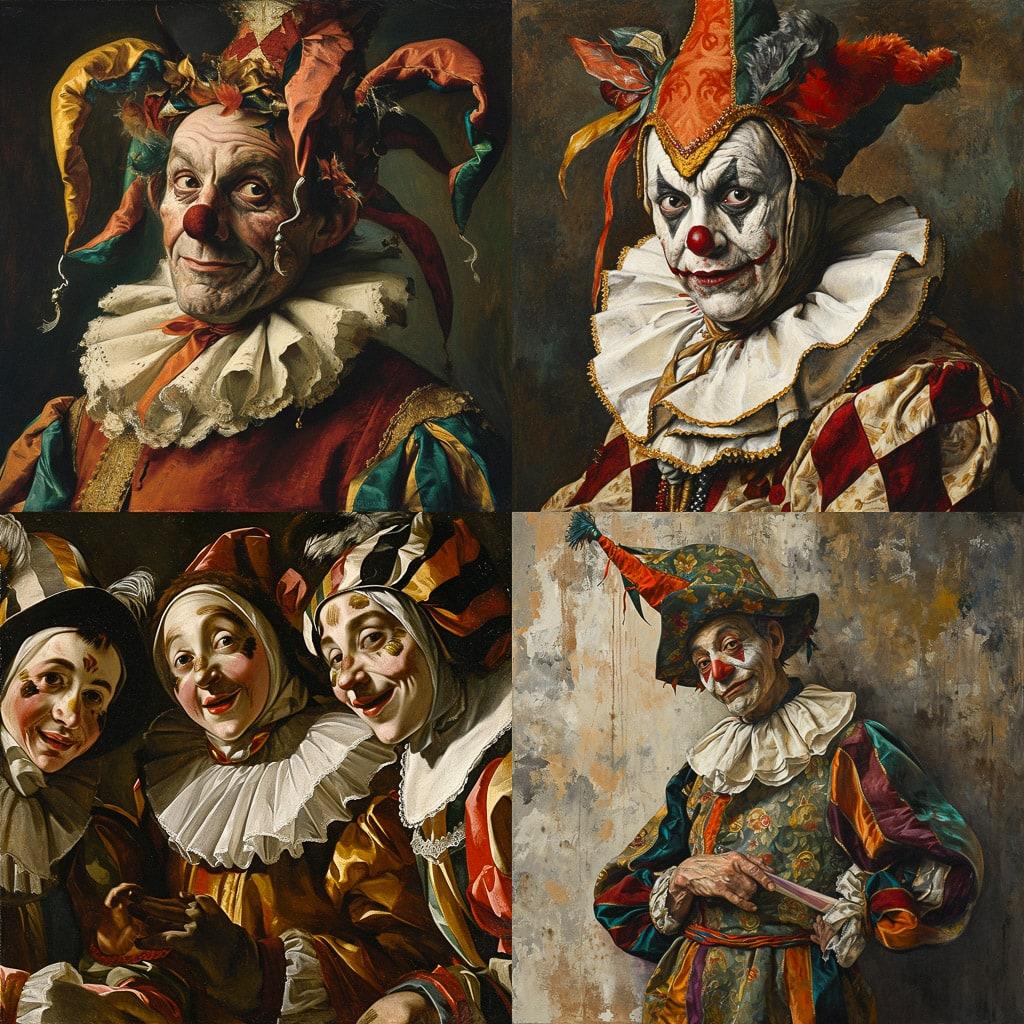 Commedia dell'Arte style, Midjourney V6, render 1 of 4