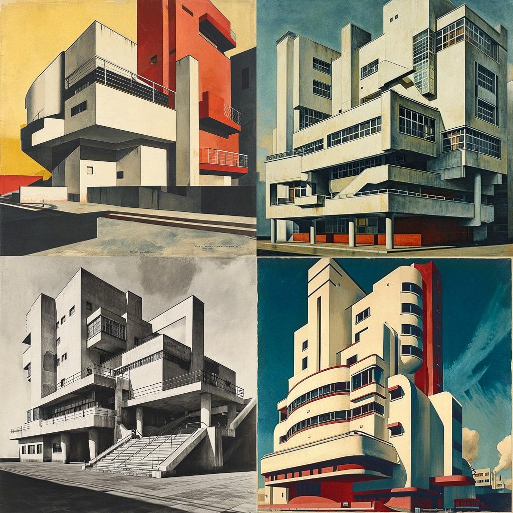 Constructivist architecture style, Midjourney V6, render 1 of 4