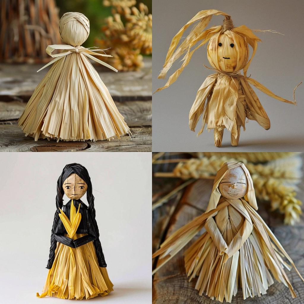 Corn husk doll style, Midjourney V6, render 1 of 4