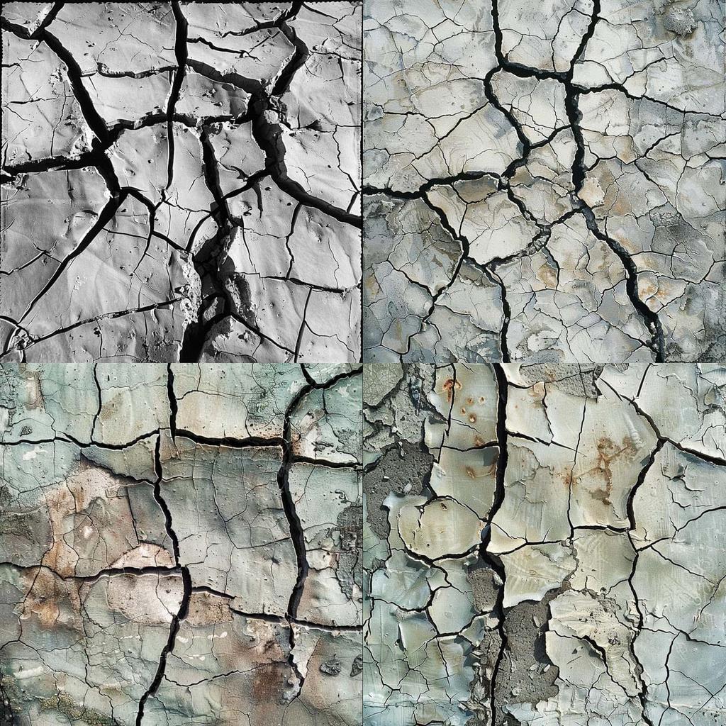 Cracked surface style, Midjourney V6, render 1 of 4