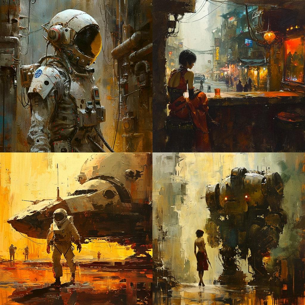 Craig Mullins style, Midjourney V6, render 1 of 4