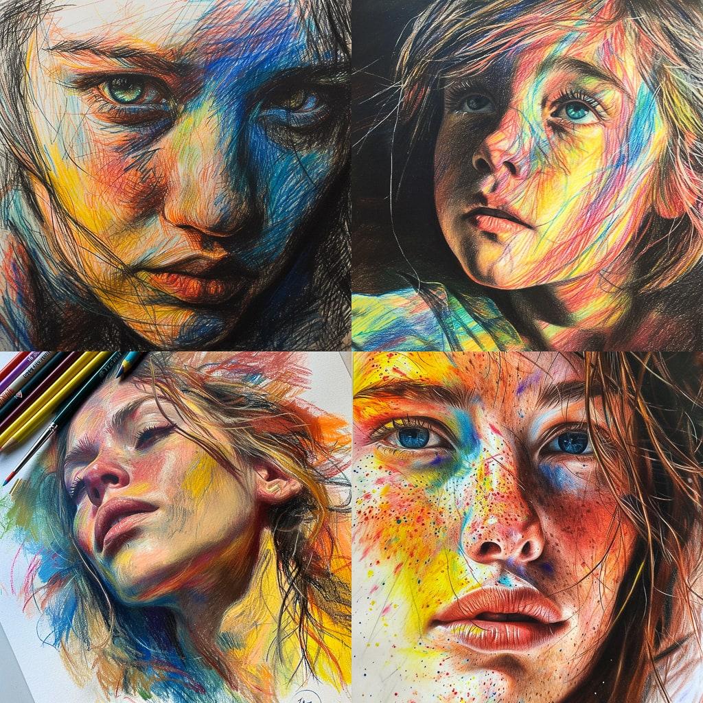 Crayon drawing style, Midjourney V6, render 1 of 4