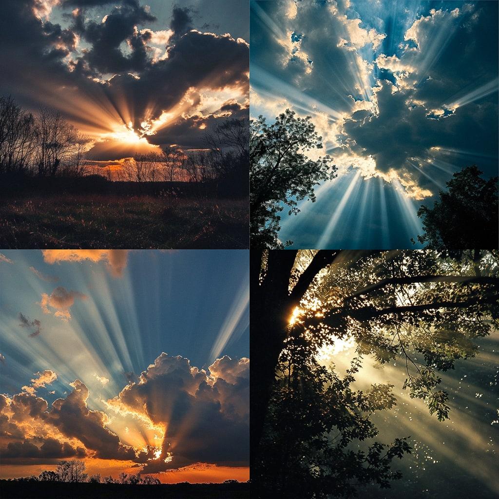 Crepuscular rays style, Midjourney V6, render 1 of 4