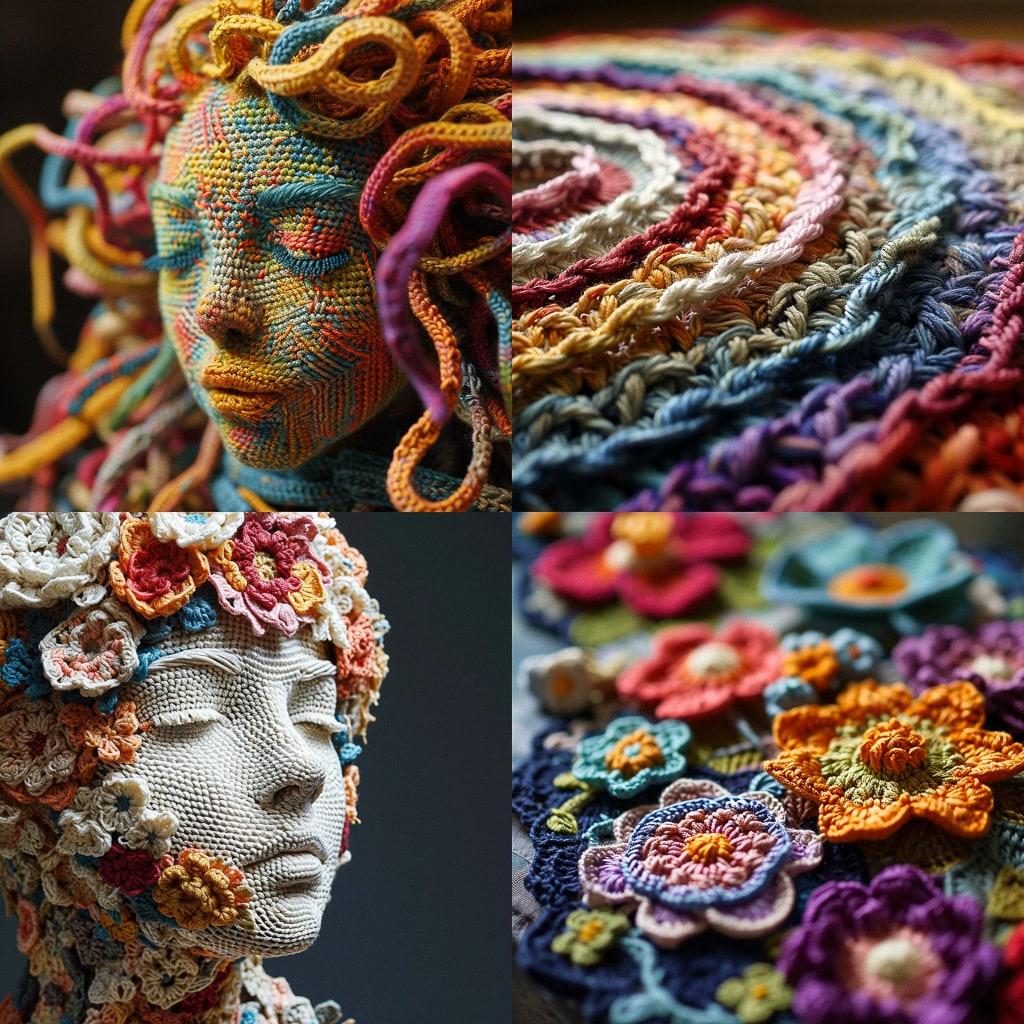 Crocheted style, Midjourney V6, render 1 of 4