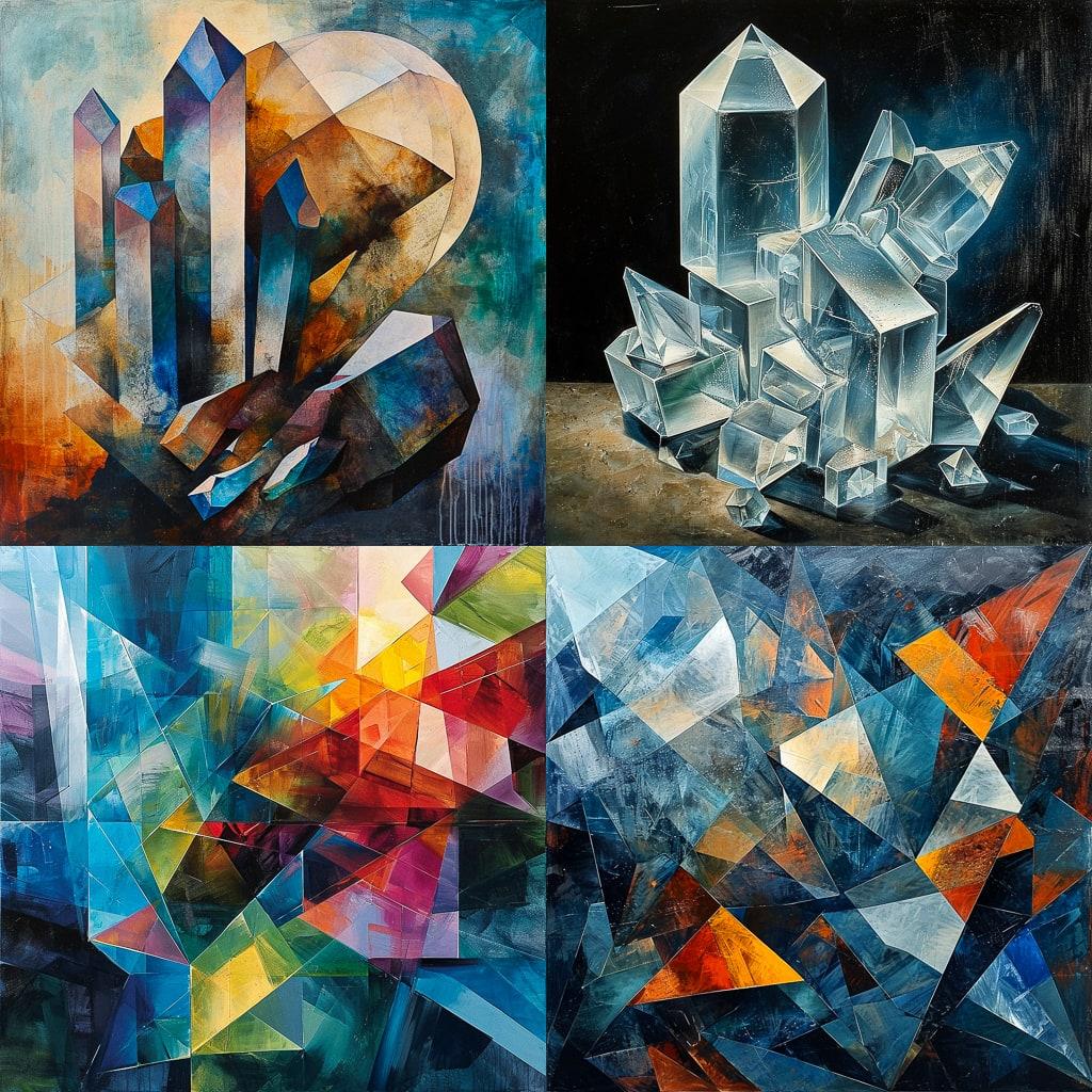 Crystal Cubism style, Midjourney V6, render 1 of 4