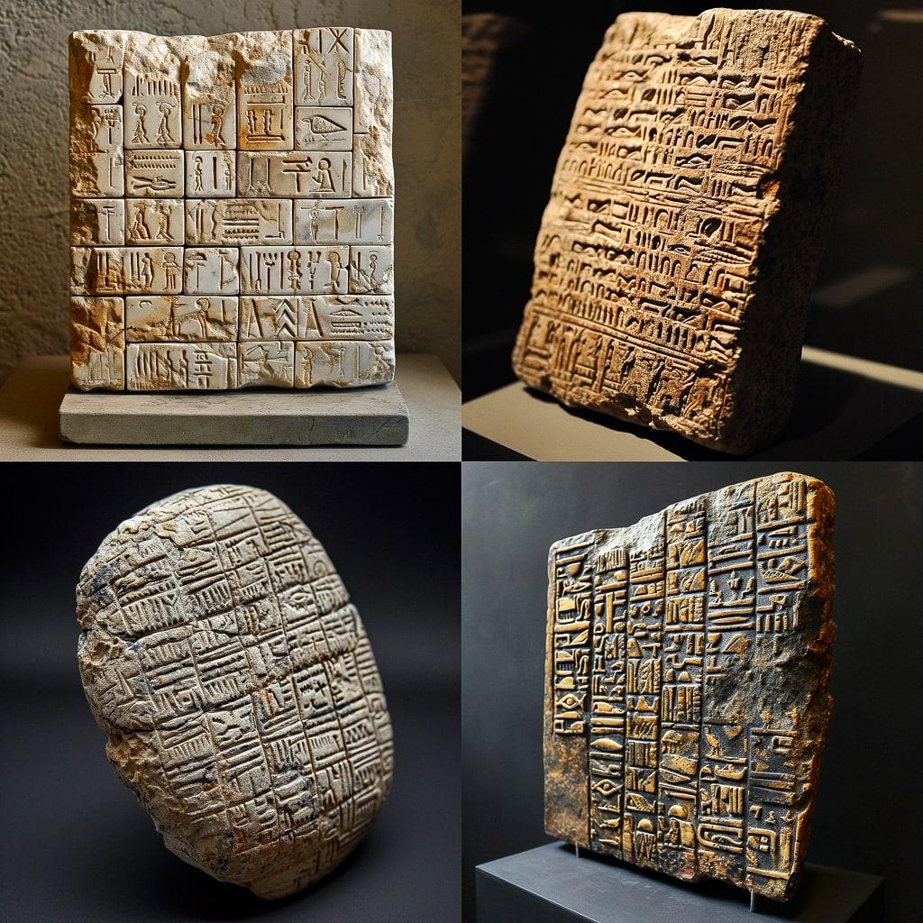 Cuneiform style, Midjourney V6, render 1 of 4