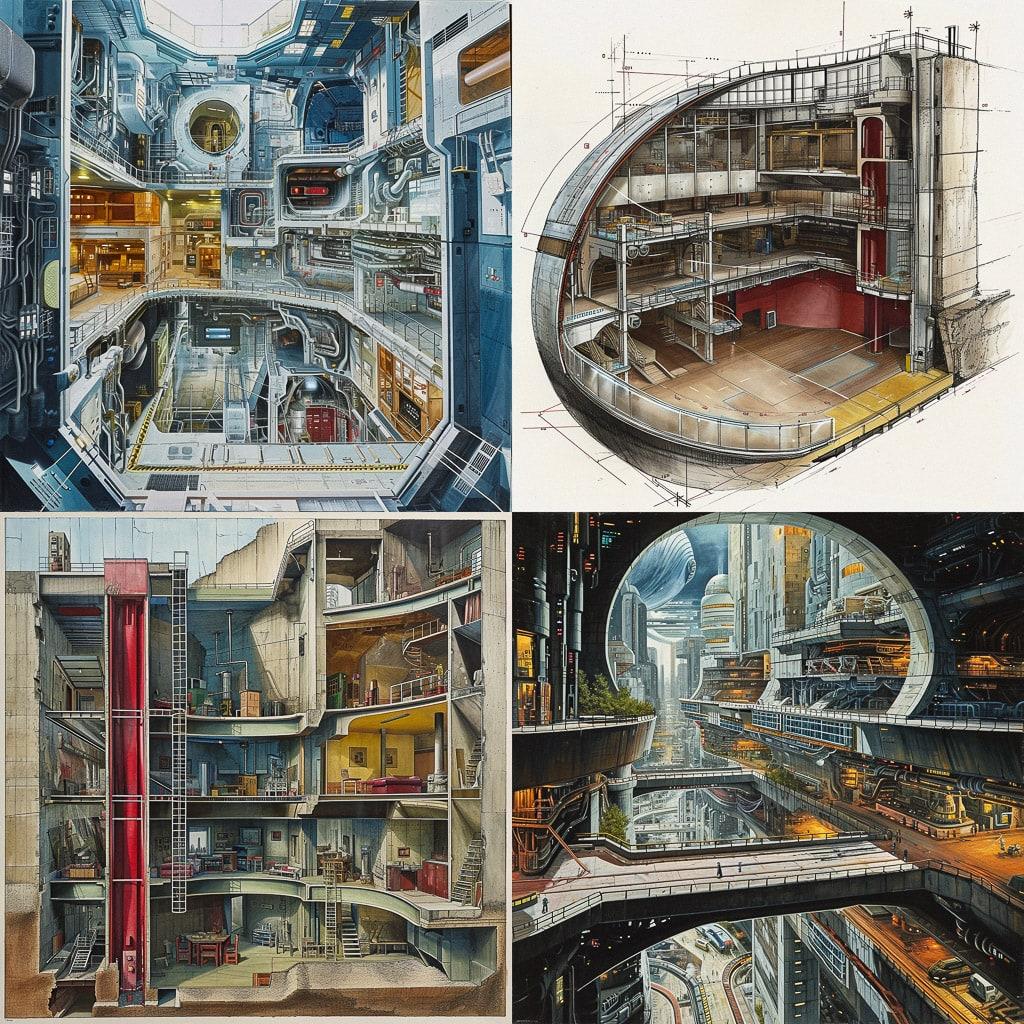 Cutaway view style, Midjourney V6, render 1 of 4
