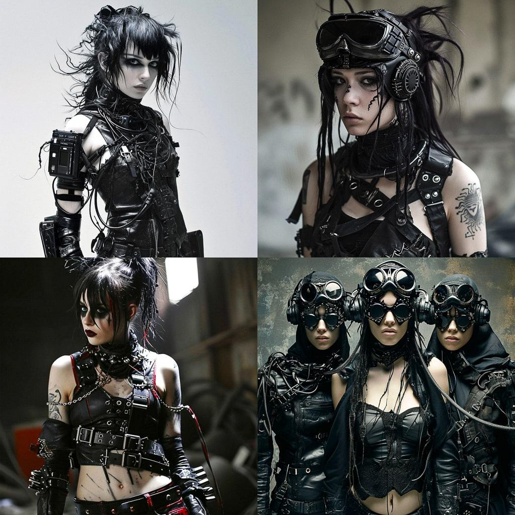 Cybergoth fashion style, Midjourney V6, render 1 of 4