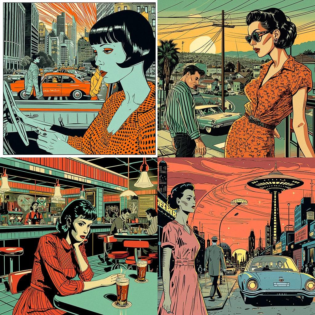 Dan Clowes style, Midjourney V6, render 1 of 4