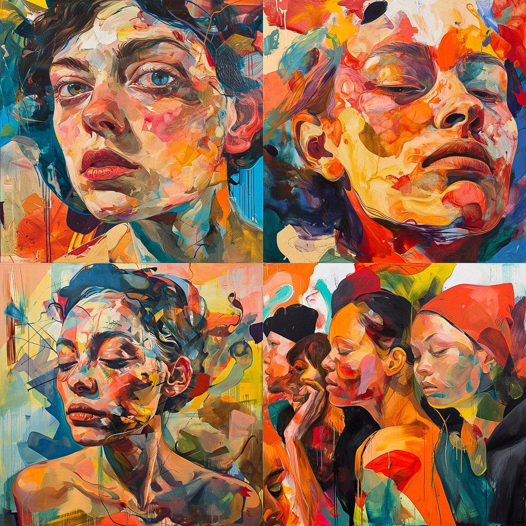 Dana Schutz style, Midjourney V6, render 1 of 4