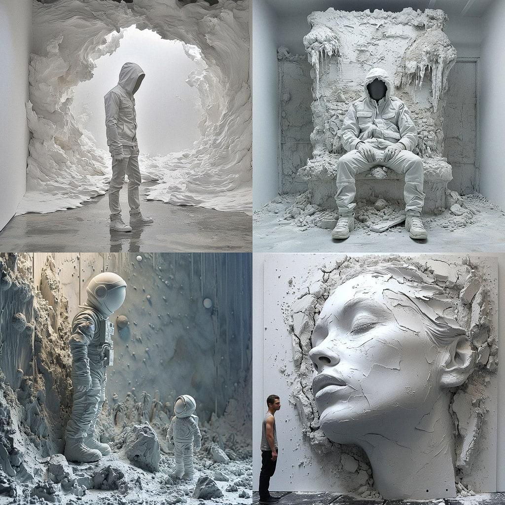Daniel Arsham style, Midjourney V6, render 1 of 4