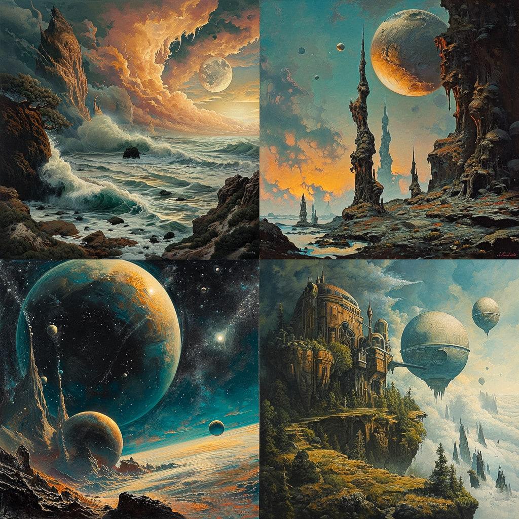David A. Hardy style, Midjourney V6, render 1 of 4