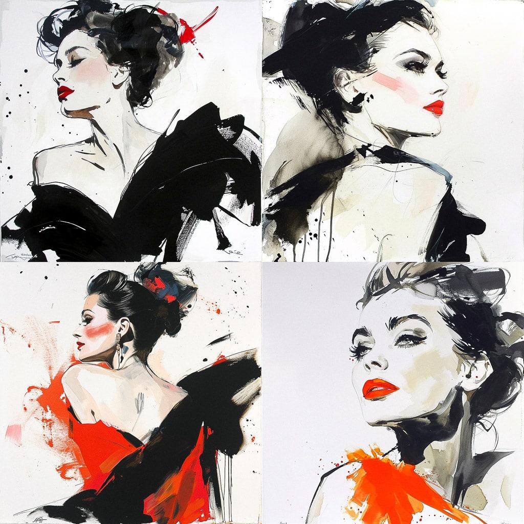 David Downton style, Midjourney V6, render 1 of 4