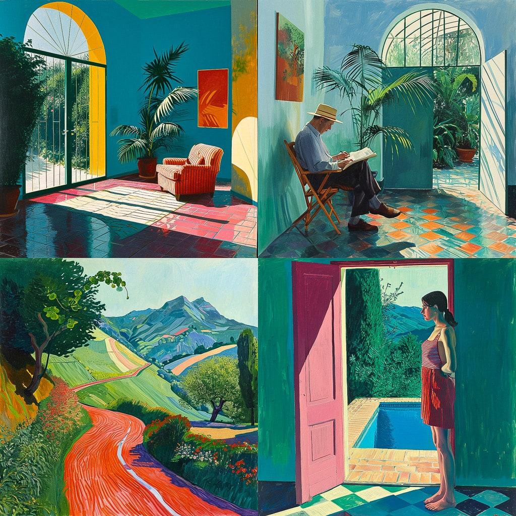 David Hockney style, Midjourney V6, render 1 of 4