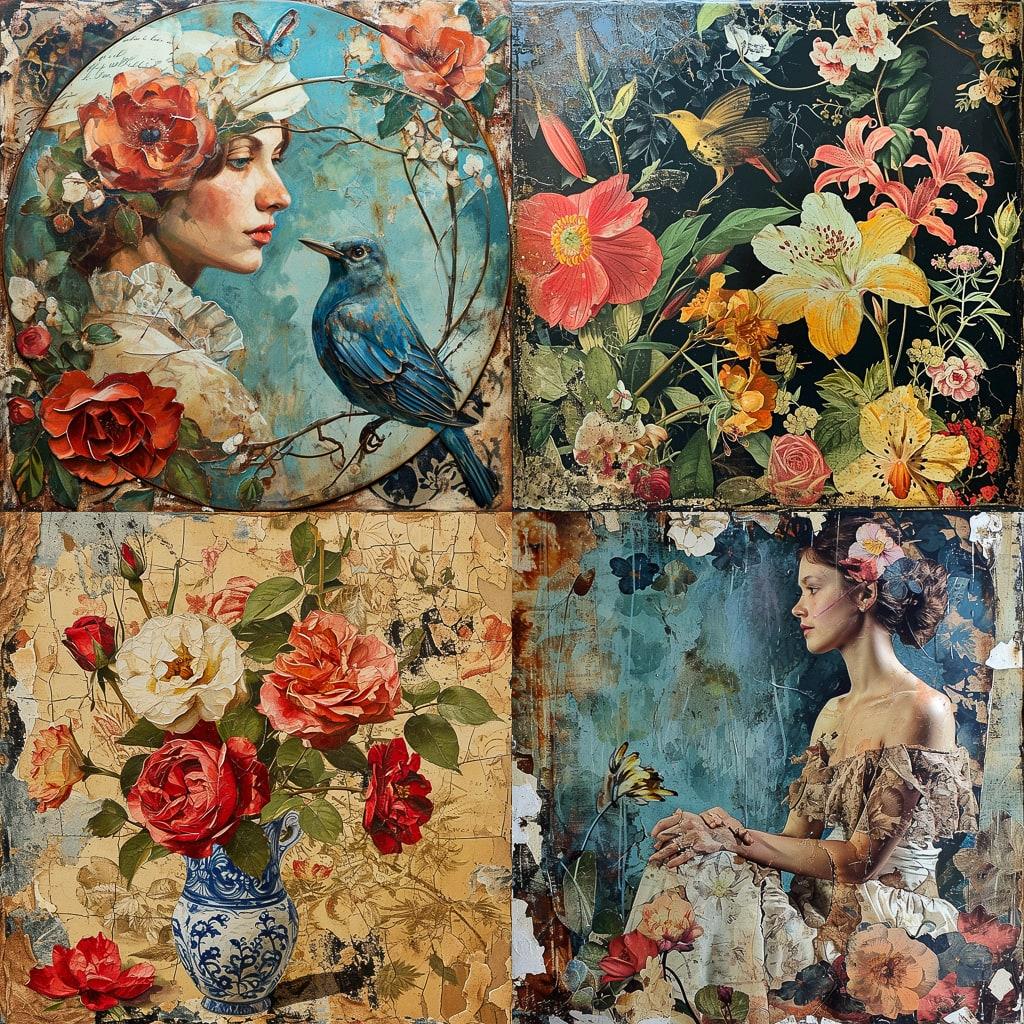Decoupage style, Midjourney V6, render 1 of 4