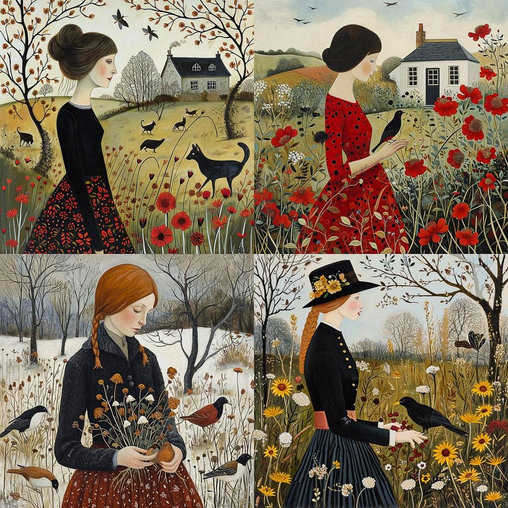 Dee Nickerson style, Midjourney V6, render 1 of 4