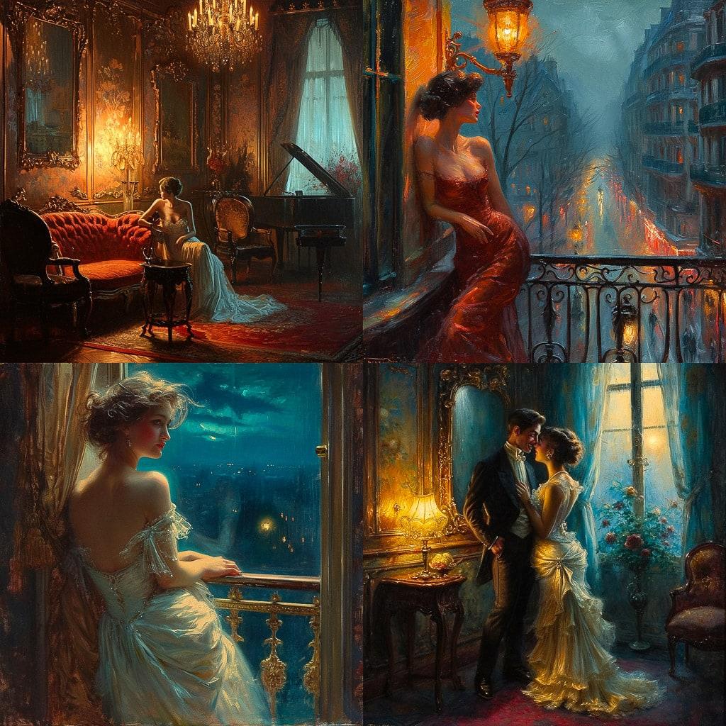 Delphin Enjolras style, Midjourney V6, render 1 of 4