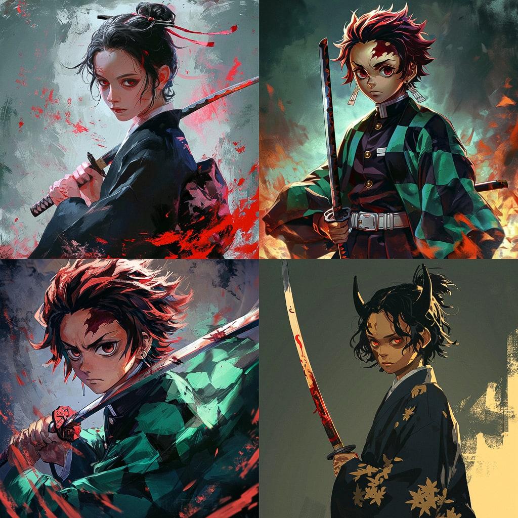 Demon Slayer style, Midjourney V6, render 1 of 4