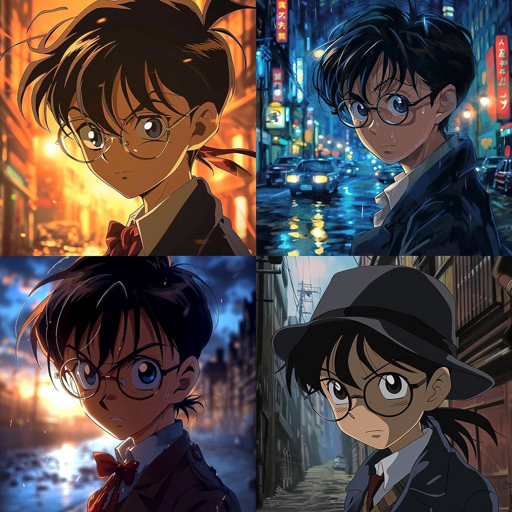 Detective Conan style, Midjourney V6, render 1 of 4