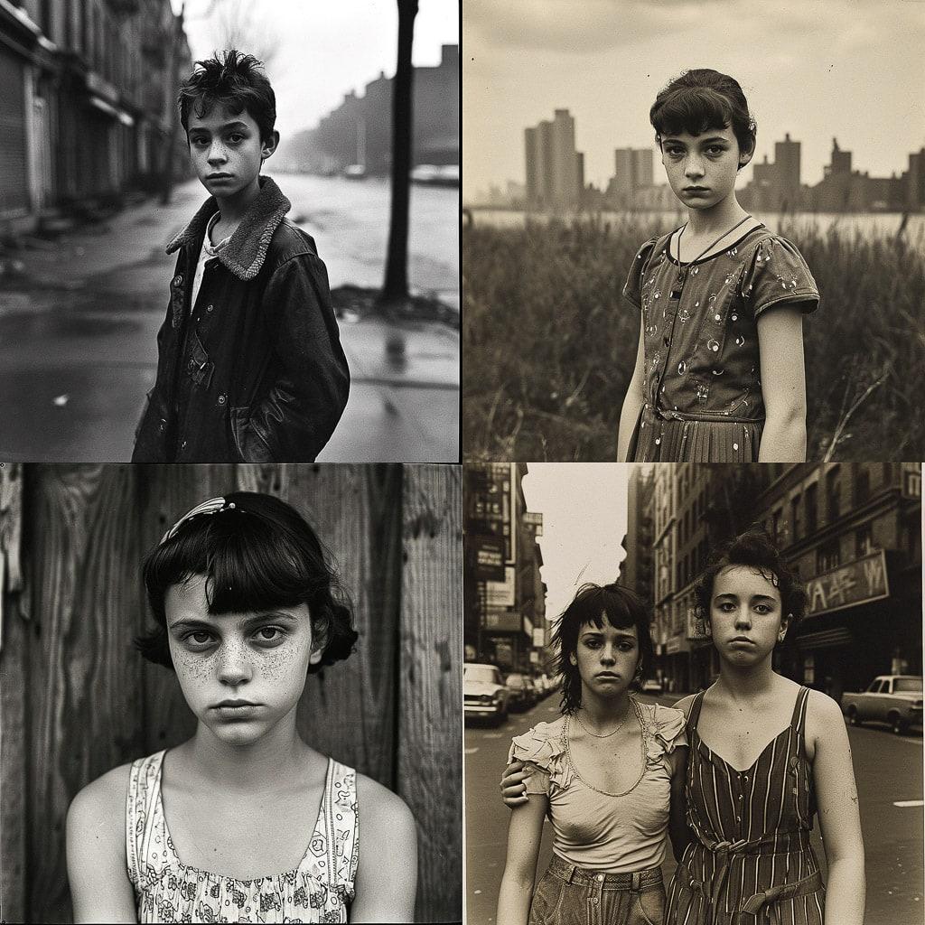 Diane Arbus style, Midjourney V6, render 1 of 4