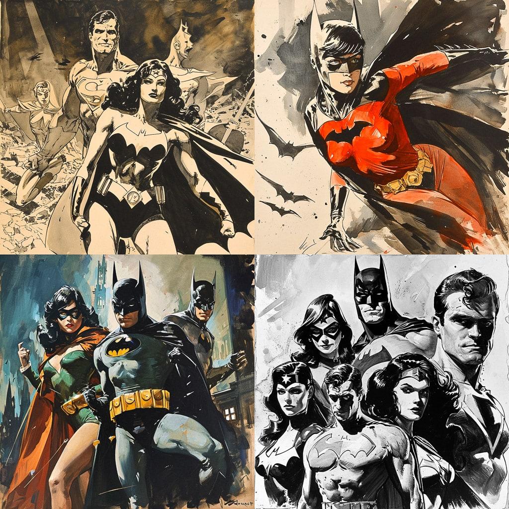 Dick Giordano style, Midjourney V6, render 1 of 4