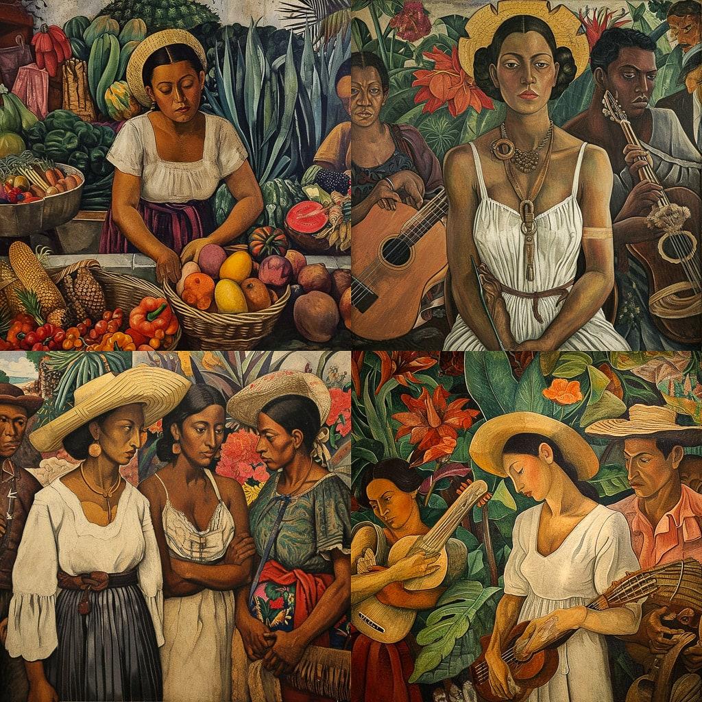 Diego Rivera style, Midjourney V6, render 1 of 4