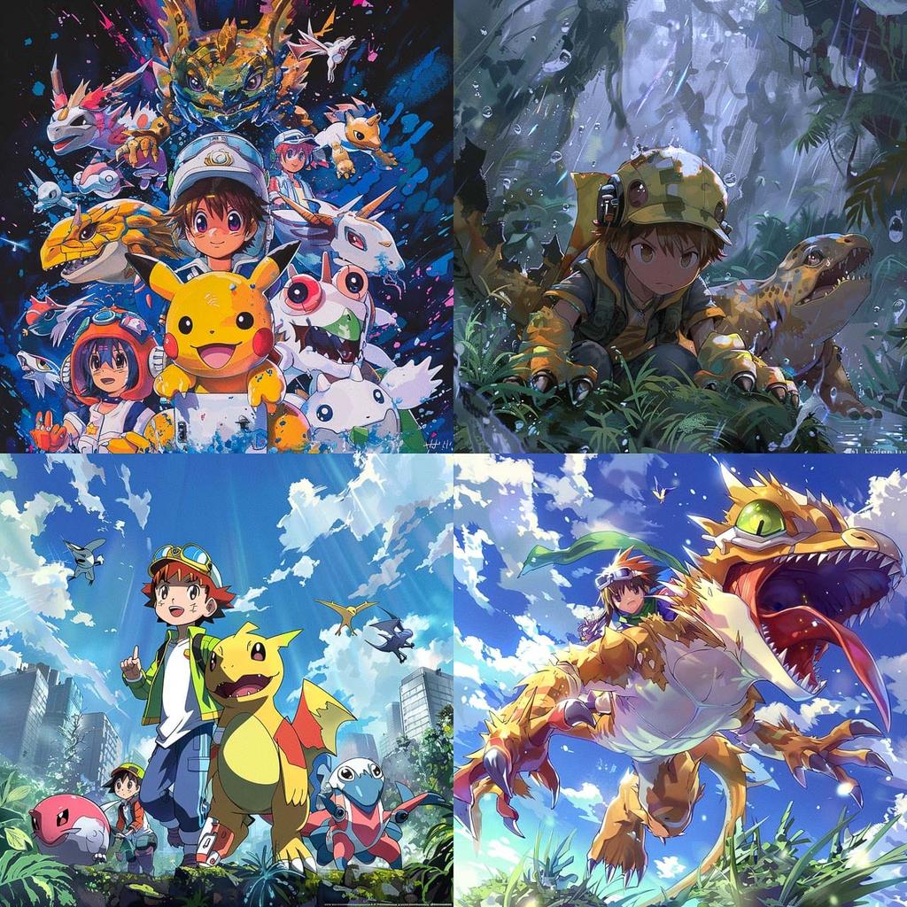 Digimon style, Midjourney V6, render 1 of 4