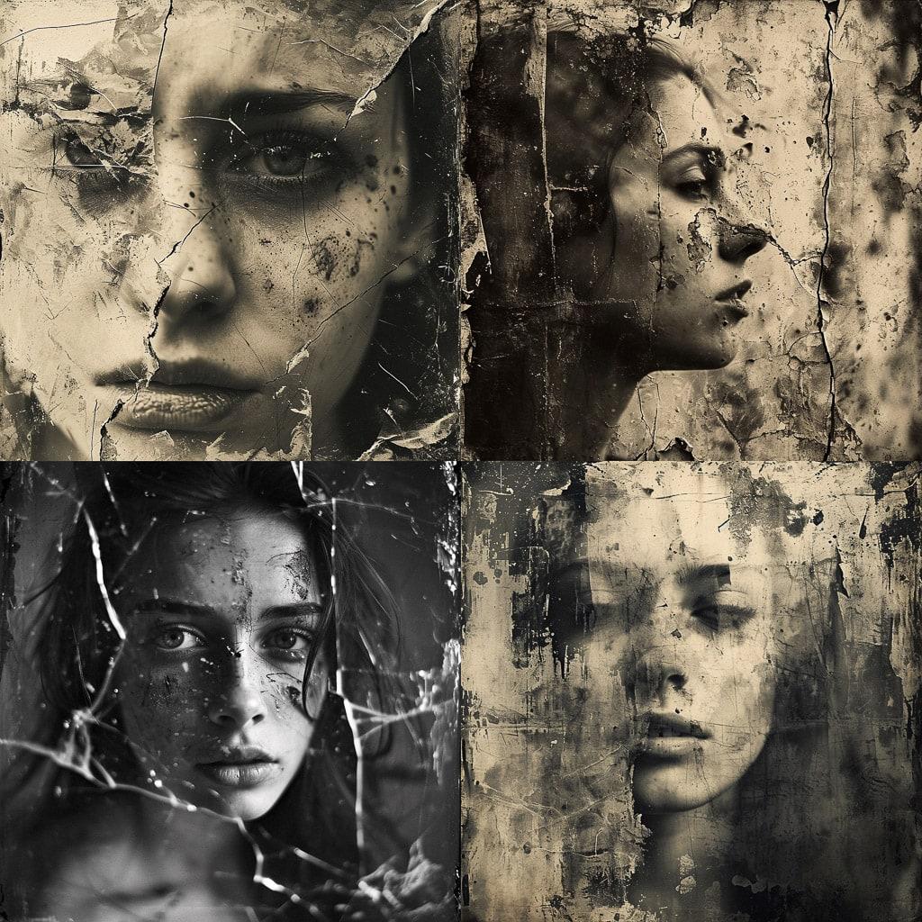 Distressed Photo style, Midjourney V6, render 1 of 4