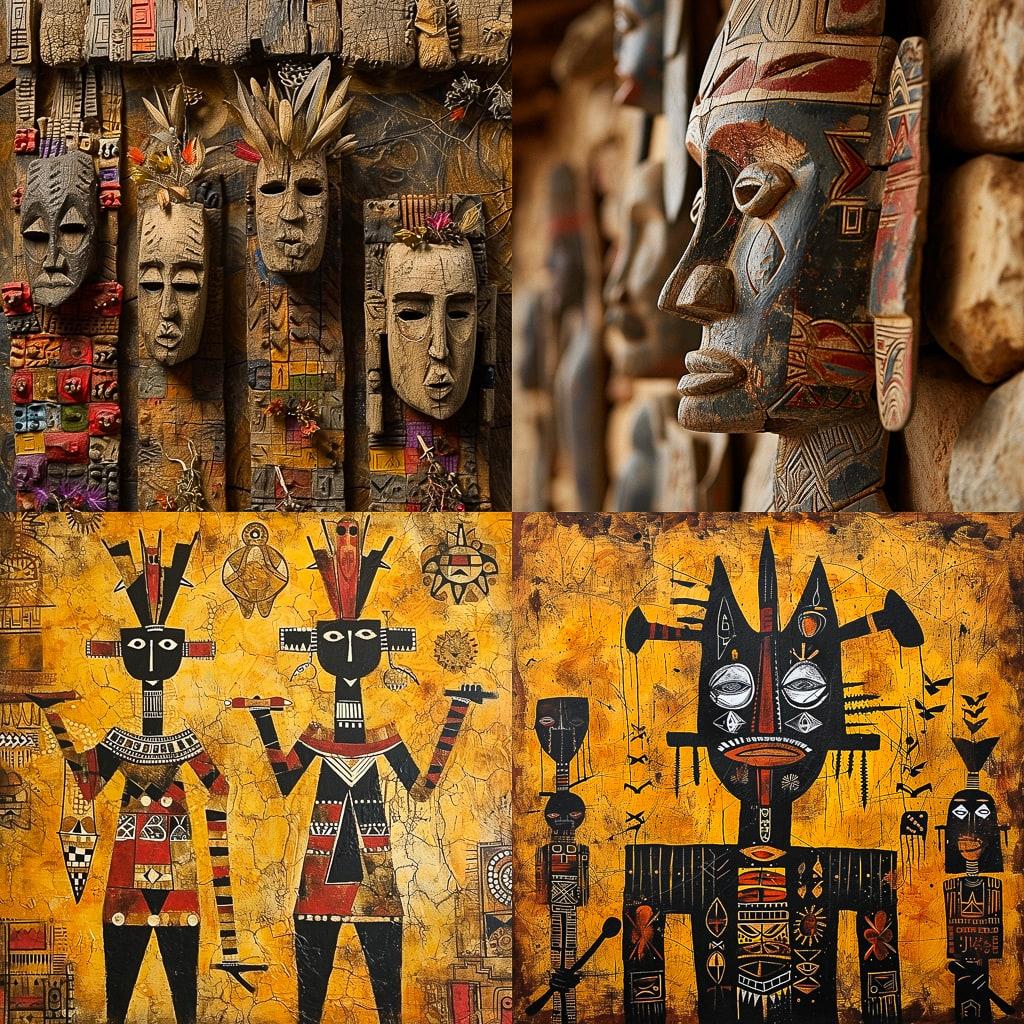 Dogon art style, Midjourney V6, render 1 of 4