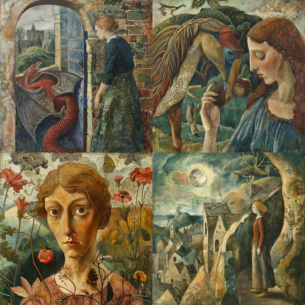 Dora Carrington style, Midjourney V6, render 1 of 4