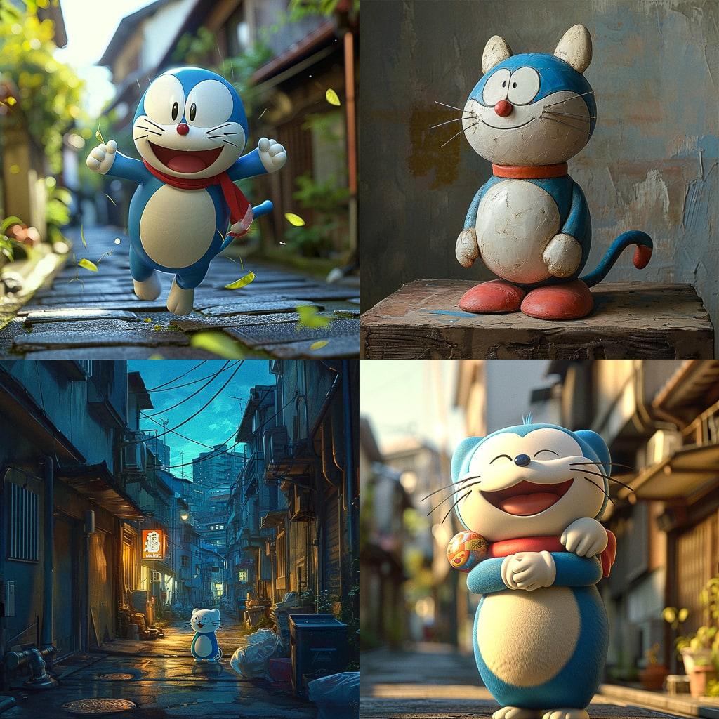 Doraemon style, Midjourney V6, render 1 of 4