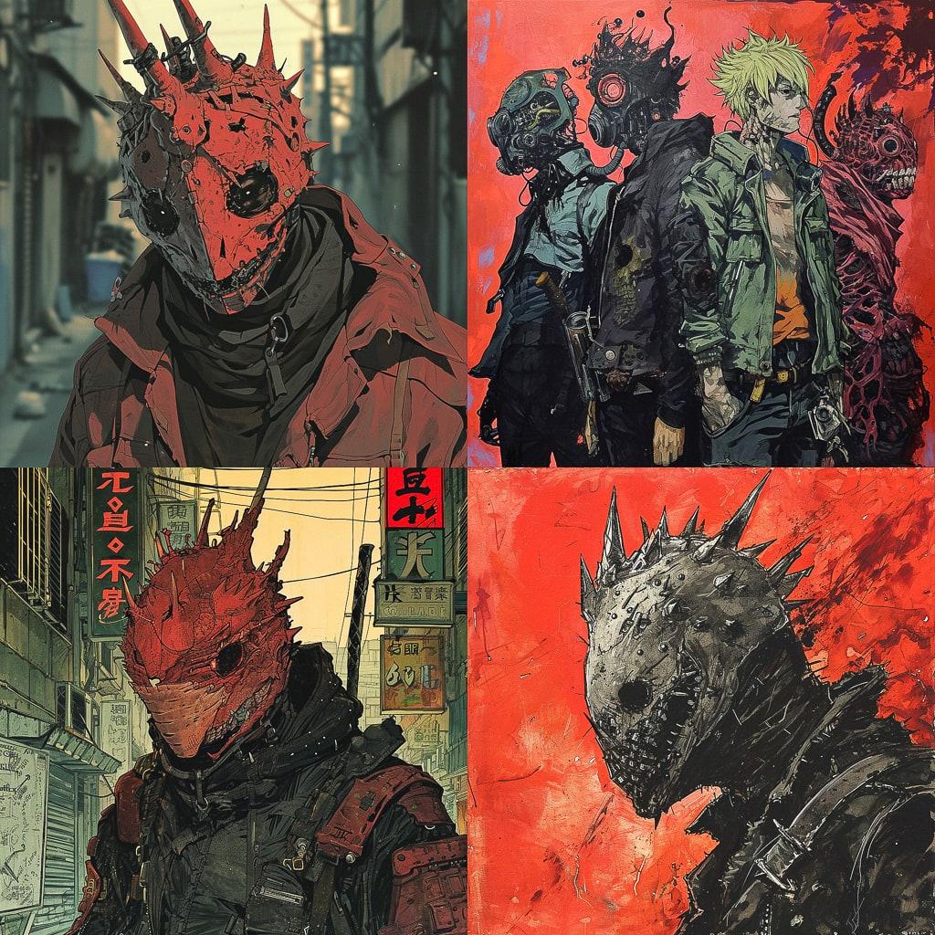 Dorohedoro style, Midjourney V6, render 1 of 4