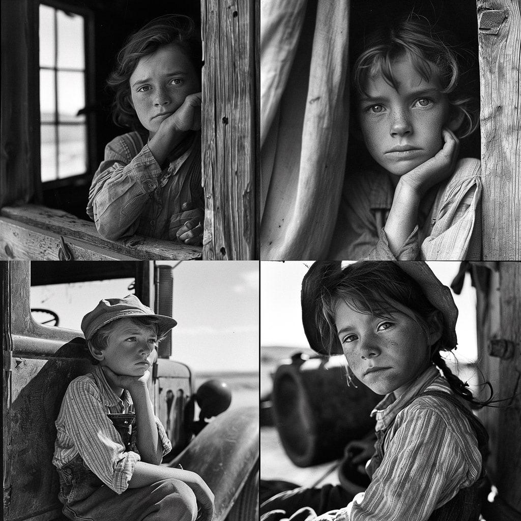 Dorothea Lange style, Midjourney V6, render 1 of 4