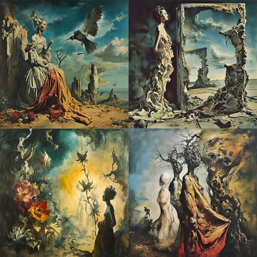 Dorothea Tanning style, Midjourney V6, render 1 of 4
