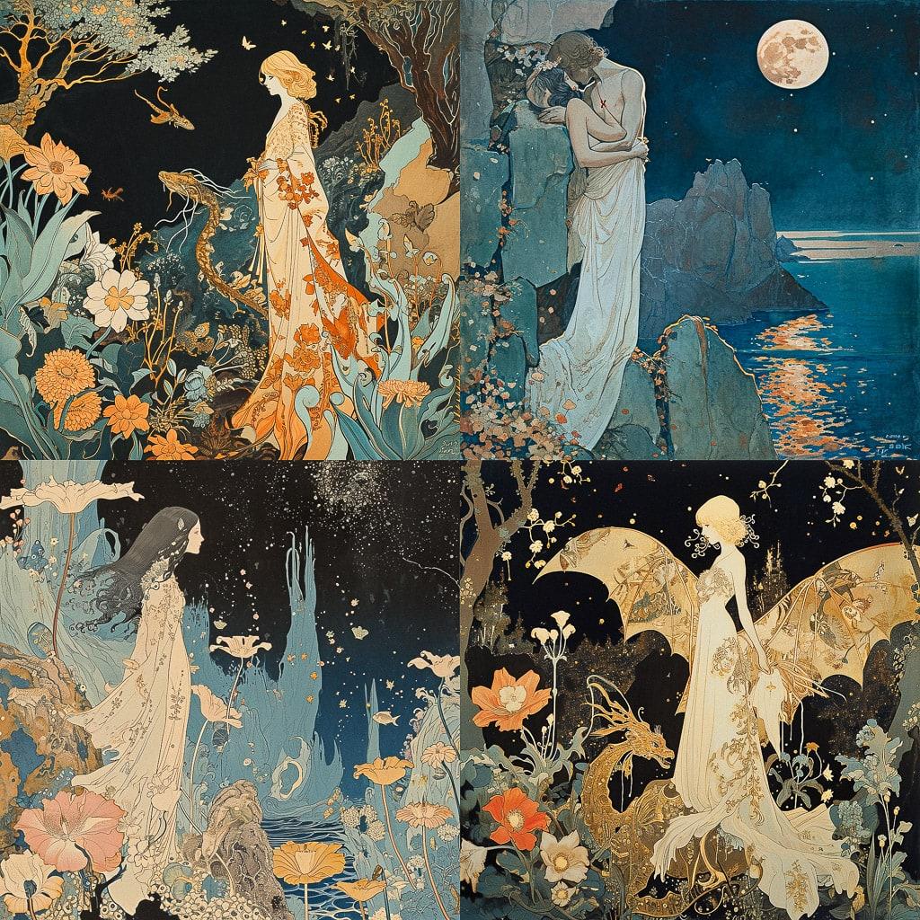 Dorothy Lathrop style, Midjourney V6, render 1 of 4