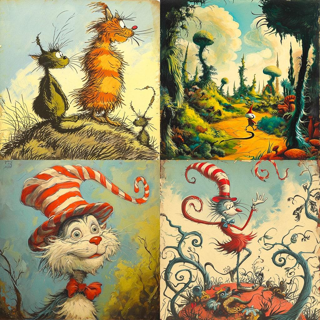 Dr. Seuss style, Midjourney V6, render 1 of 4
